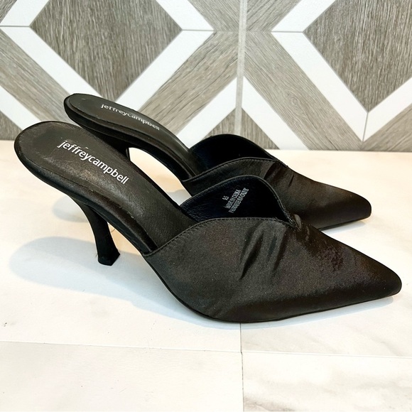 Jeffrey Campbell 90’s mule pointed toe heel satin black size 9.5 - Picture 5 of 12